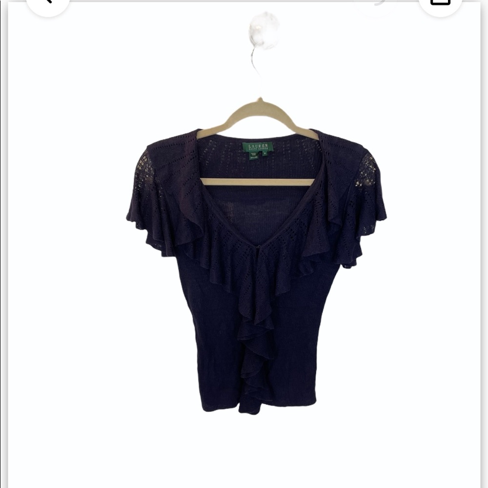 Lauren Ralph Lauren | 100% Linen navy Top | Size M